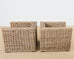 Pair of Michael Taylor Style Organic Modern Rattan Cube Chairs