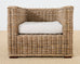 Pair of Michael Taylor Style Organic Modern Rattan Cube Chairs