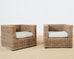 Pair of Michael Taylor Style Organic Modern Rattan Cube Chairs