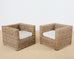 Pair of Michael Taylor Style Organic Modern Rattan Cube Chairs