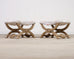 Pair of Italian Neoclassical Style Silvered Curule Bench Seats