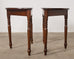 Pair of Country English Provincial Walnut Demilune Consoles