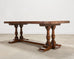 Country French Provincial Oak Double Trestle Dining Table 7 Ft