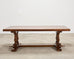 Country French Provincial Oak Double Trestle Dining Table 7 Ft
