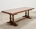 Country French Provincial Oak Double Trestle Dining Table 7 Ft