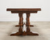 Country French Provincial Oak Double Trestle Dining Table 7 Ft
