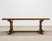 Country French Provincial Oak Double Trestle Dining Table 7 Ft