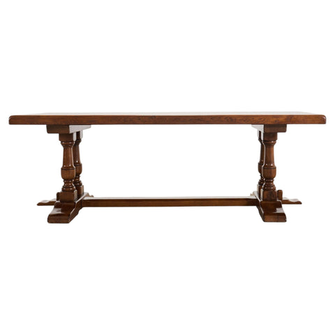 Country French Provincial Oak Double Trestle Dining Table 7 Ft