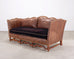 Country English Style Distressed Leather and Walnut Sofa