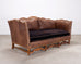 Country English Style Distressed Leather and Walnut Sofa