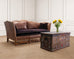 Country English Style Distressed Leather and Walnut Sofa