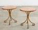 Pair of Arturo Pani Style Iron Marble Top Drink Tables