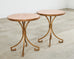 Pair of Arturo Pani Style Iron Marble Top Drink Tables