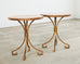 Pair of Arturo Pani Style Iron Marble Top Drink Tables