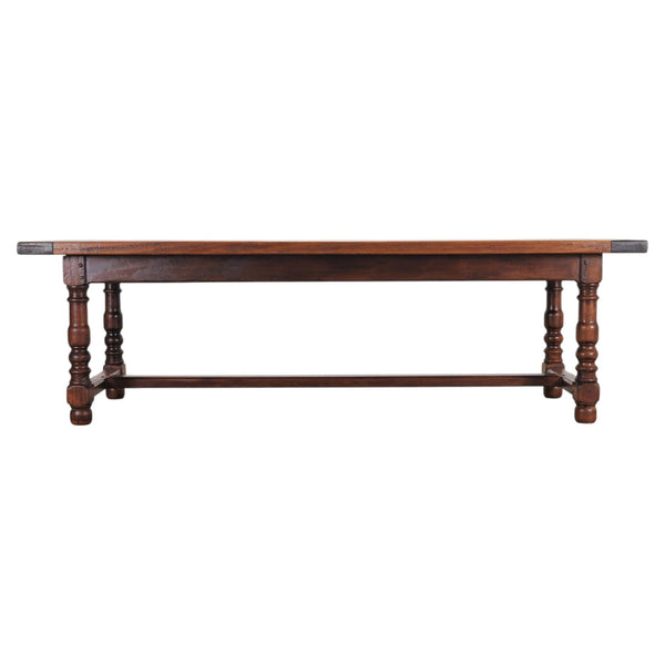 Country French Provincial Mahogany Farmhouse Dining Table 8 Ft