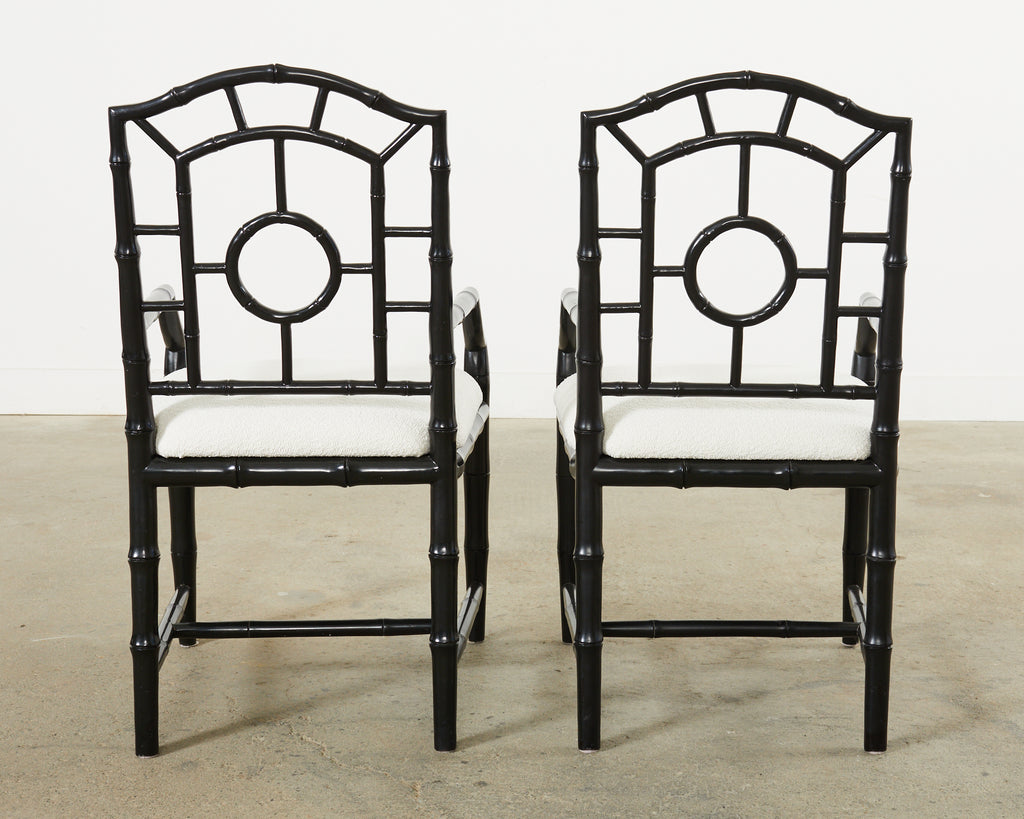 Black Bamboo Dining Chairs Set Of Eight Faux Bamboo Bouclé