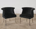 Pair of Fendi Casa Black Velvet Chrome Tulip Chairs