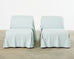 Pair of Fendi Casa Arctic Blue Leather Tunica Lounge Chairs