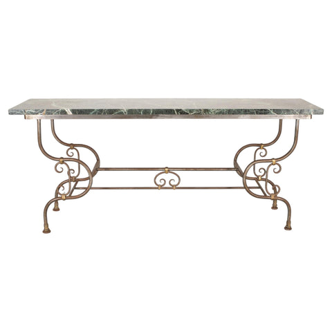 French Belle Époque Steel Marble Bronze Pâtisserie Table Console