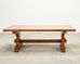 French Provincial Country Oak Trestle Farmhouse Dining Table 7Ft