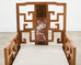 Pair of Chinese Ming Style Scholar's Armchairs with Marble Inset