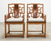 Pair of Chinese Ming Style Scholar's Armchairs with Marble Inset