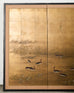 Japanese Showa Four-Panel Screen Wild Geese Autumn Landscape