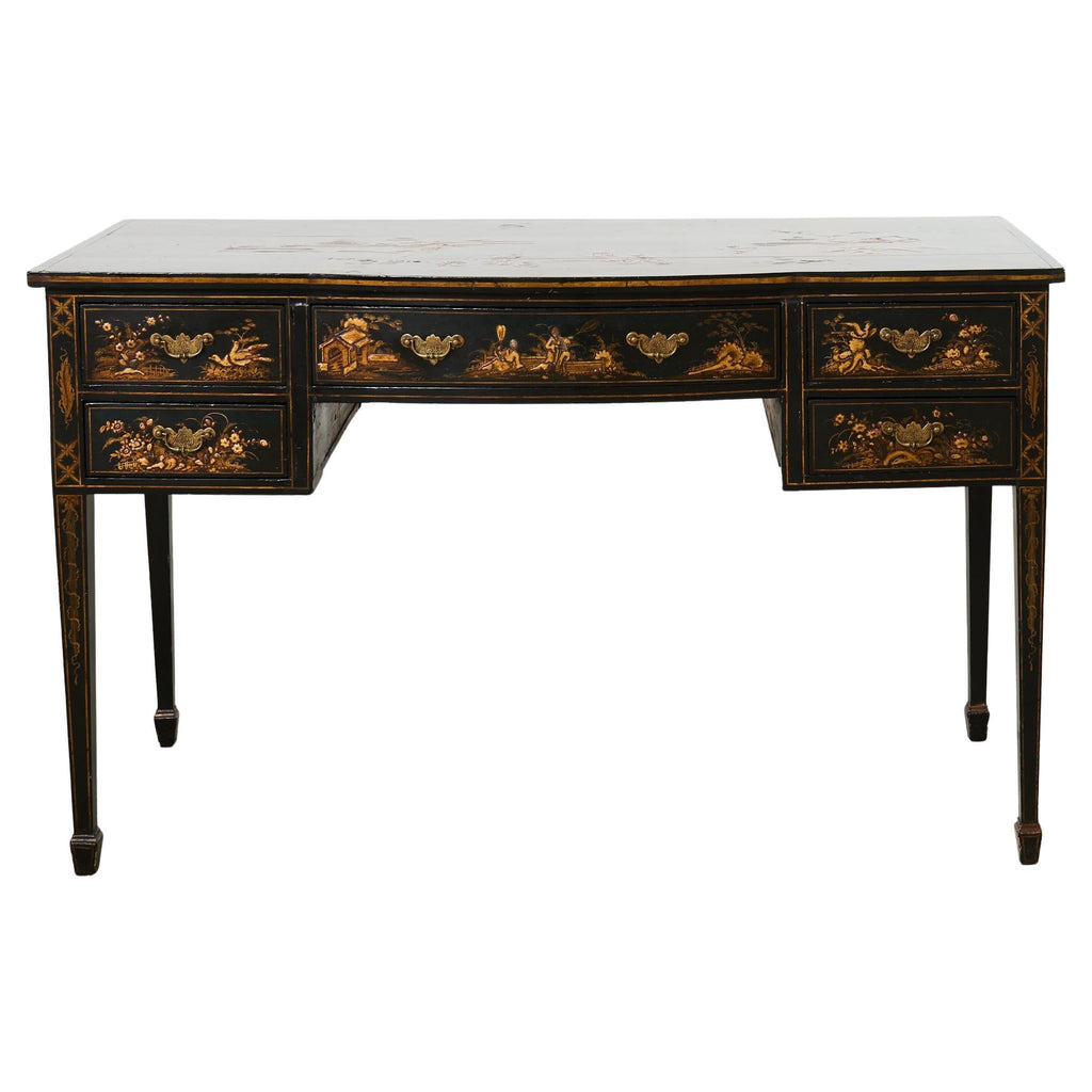 English George III Style Chinoiserie Decorated Lacquer Desk