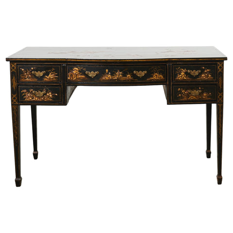 English George III Style Chinoiserie Decorated Lacquer Desk