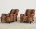 Pair of George Smith Jules Lounge Chairs in Leopard Velvet