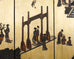 Chinese Export Six Panel Coromandel Screen Gilt Courtyard