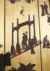 Chinese Export Six Panel Coromandel Screen Gilt Courtyard
