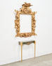 French Napoleon Empire Style Marble Bronzed Wall Console Table