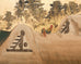 Pair of Japanese Meiji Screens Country Village Landscape