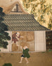 Pair of Japanese Meiji Screens Country Village Landscape