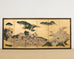 Pair of Japanese Meiji Screens Country Village Landscape