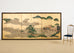 Pair of Japanese Meiji Screens Country Village Landscape