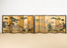 Pair of Japanese Meiji Screens Country Village Landscape