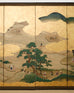 Pair of Japanese Meiji Screens Country Village Landscape