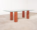 Mario Bellini Colonnato Persian Red Travertine Glass Dining Table