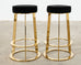 Set of Twelve Gilt Metal and Velvet Round Barstools