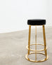 Set of Twelve Gilt Metal and Velvet Round Barstools