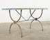 French Iron Tile Top Curule Garden Dining Table