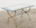 French Iron Tile Top Curule Garden Dining Table