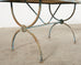 French Iron Tile Top Curule Garden Dining Table