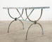 French Iron Tile Top Curule Garden Dining Table