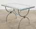 French Iron Tile Top Curule Garden Dining Table