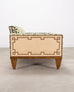 20th C. Art Deco Style Greek Key Velvet and Raffia Settee