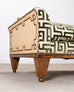20th C. Art Deco Style Greek Key Velvet and Raffia Settee