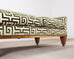 20th C. Art Deco Style Greek Key Velvet and Raffia Settee